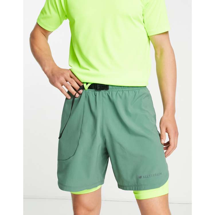 New Balance All Terrain 2-in-1 shorts in green | ASOS