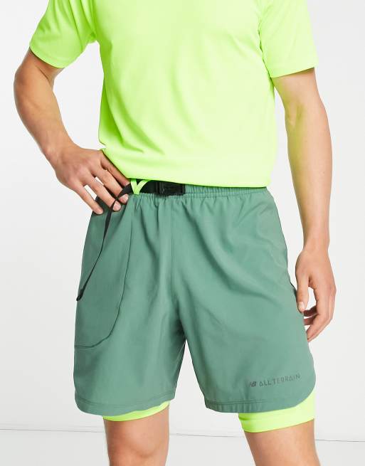 New Balance All Terrain 2-in-1 shorts in green | ASOS