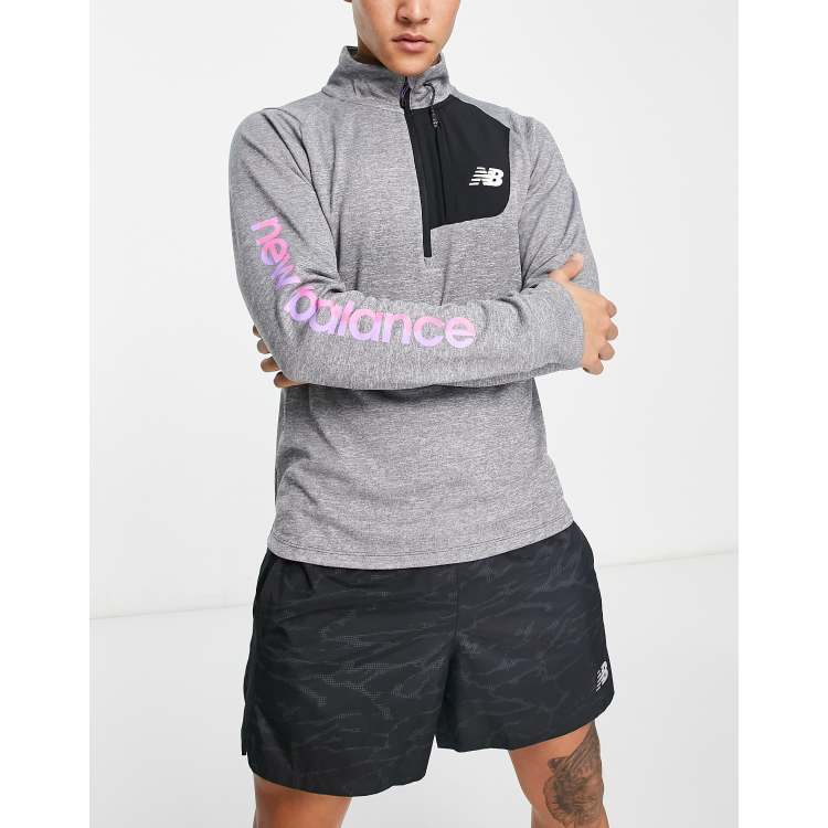 New Balance All Terrain half zip long sleeve top in grey and black