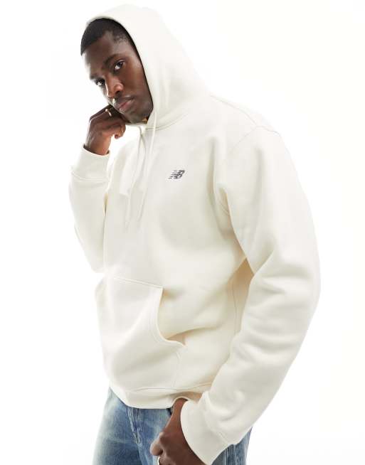 New Balance – Angerauter Kapuzenpullover in Beige mit kleinem Logo