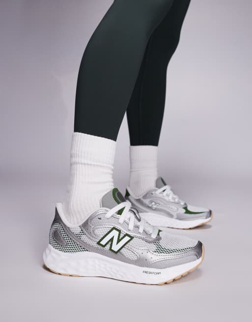 New Balance Arishi running trainers in silver and green, 5 of 5