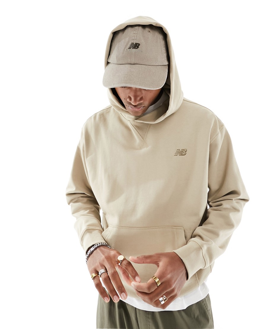 New Balance Athletics french terry hoodie in beige-Neutral