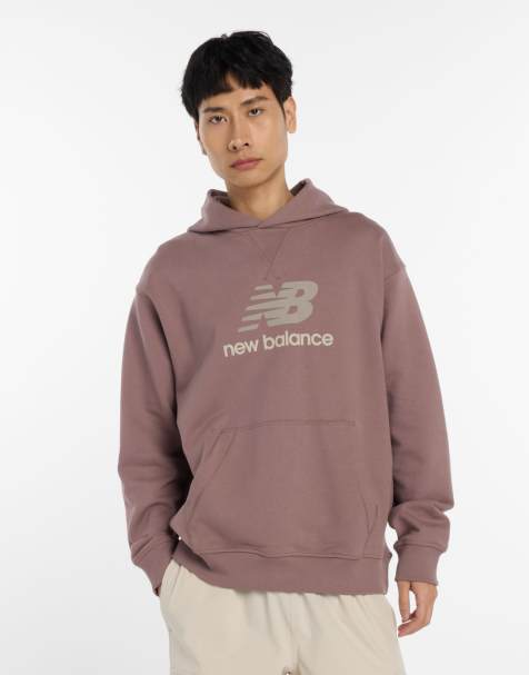 New Balance Athletics french terry logo hoodie in brown shadow - view 1