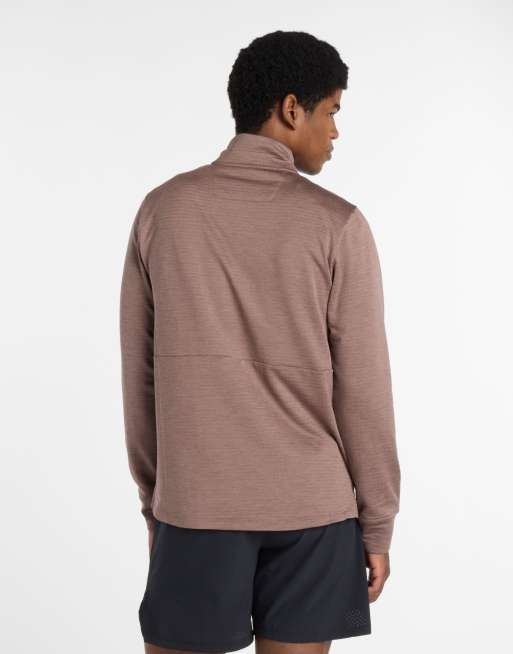 New Balance Athletics heat grid 1/2 zip in brown shadow heather, 2 of 4