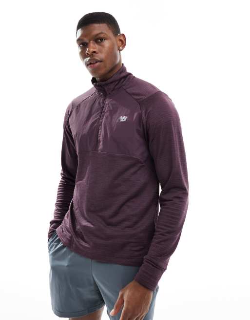 New Balance - Athletics Heat Grid - Felpa color prugna con zip corta