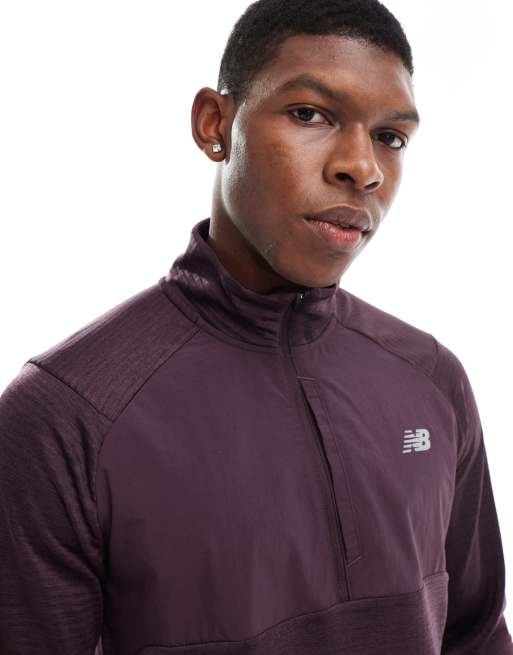New Balance - Athletics Heat Grid - Sweat à col zippé - Prune, 3 de 4