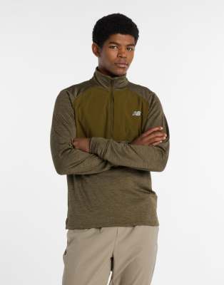 Athletics Heat Grid - Sweatshirt in Braun mit halblangem Reißverschluss-Brown Brown M