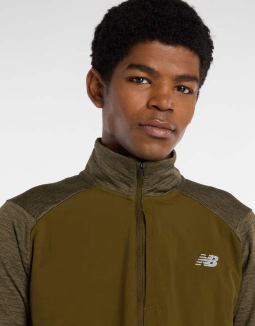 New Balance - Athletics Heat Grid - Top met 1/2 rits in bruin, 3 van 4