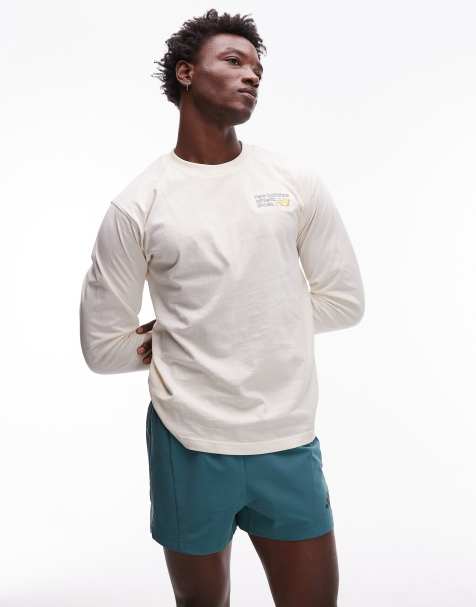 New Balance Athletics premium back logo long sleeve t-shirt in off- white - view 1