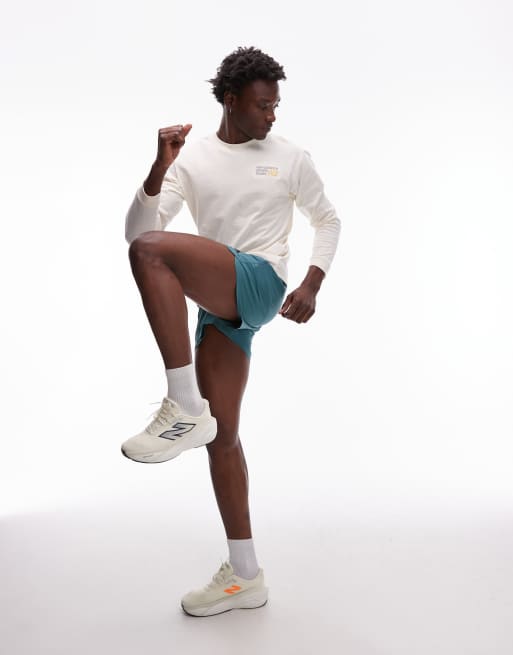 New Balance Athletics premium back logo long sleeve t-shirt in off- white, 2 of 5