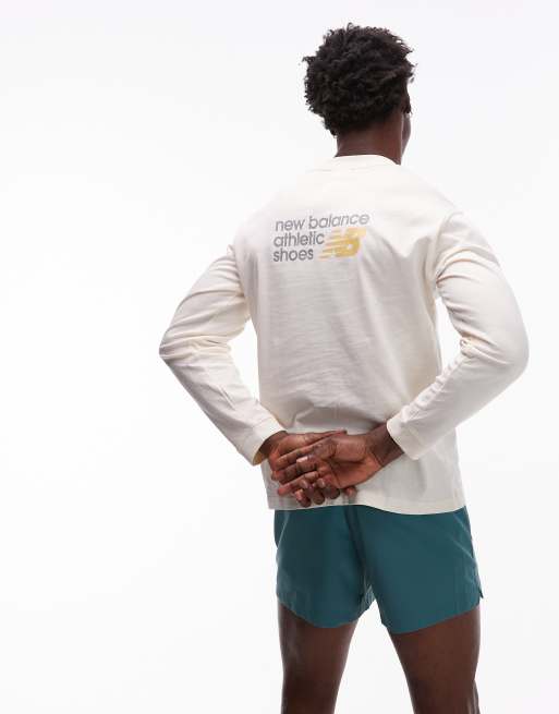 New Balance Athletics premium back logo long sleeve t-shirt in off- white, 4 of 5