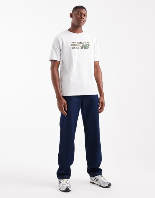 New Balance Athletics premium relaxed chest logo t-shirt in grey, 2 of 5