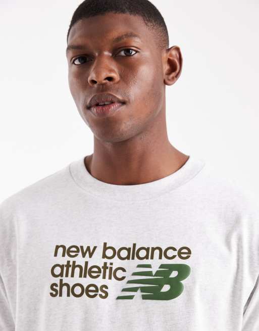 New Balance Athletics premium relaxed chest logo t-shirt in grey, 5 of 5
