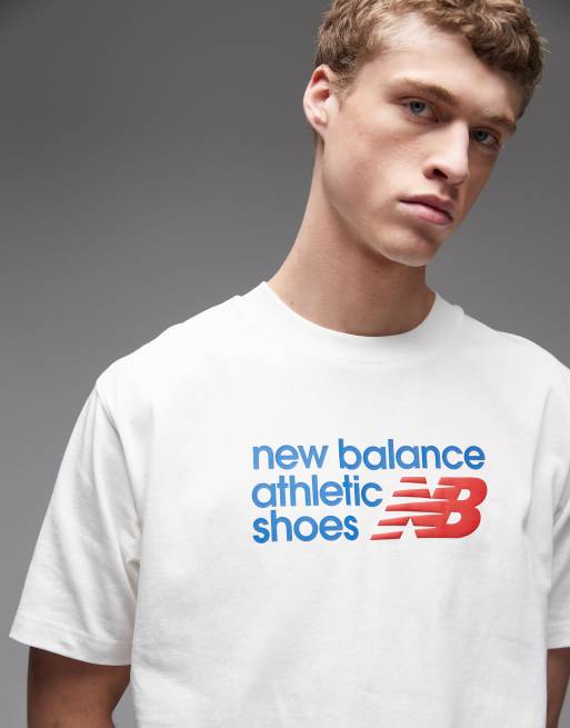 New Balance Athletics premium relaxed chest logo t-shirt in off white, 5 of 5