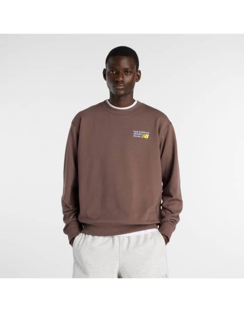 New Balance - Athletics Premium - Sudadera marrón cortado con cuello redondo y logo - view 1