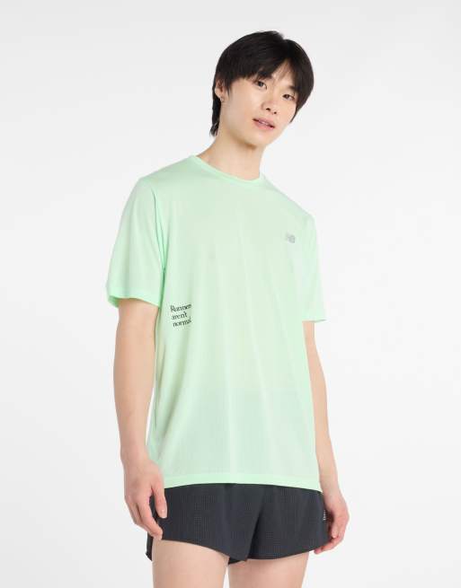 New Balance – Athletics – T-Shirt in Lab Green mit Print
