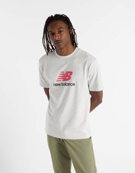 New Balance – Athletics – T-Shirt in meliertem Aschgrau mit Logo