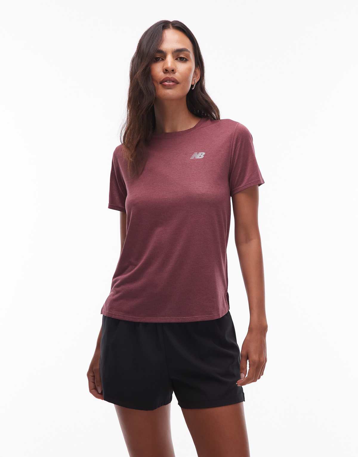 New Balance Athletics t-shirt in washed burgundy heather