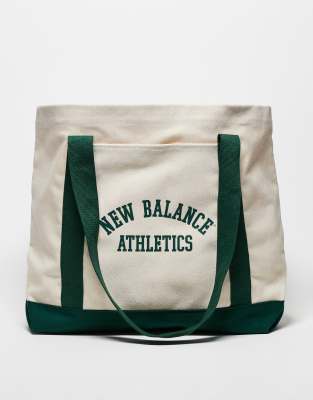 New Balance Athletics tote bag in canvas and green-White