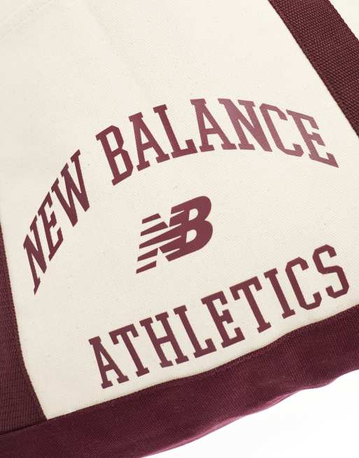New Balance Athletics tote bag in off white and burgundy, 3 of 4