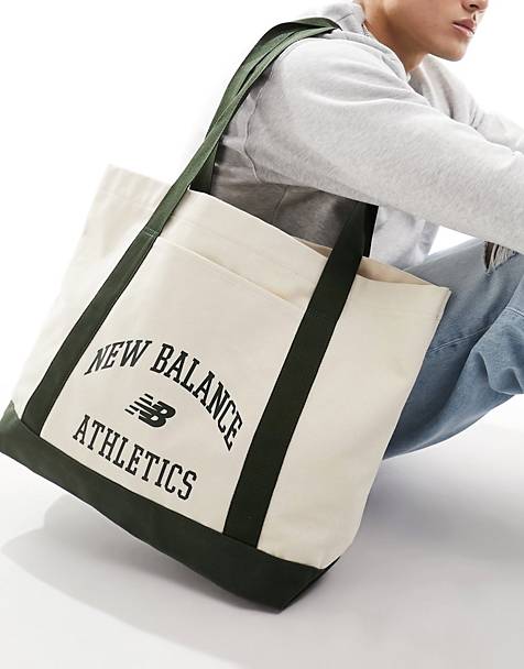 New Balance Athletics tote bag in off white and green