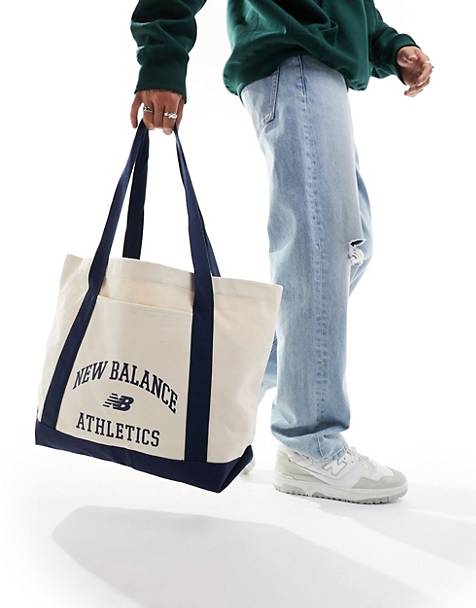 New Balance Athletics tote bag in off white and navy