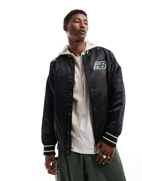 Blue Vanilla Green Varsity Pocket Logo Bomber Jacket