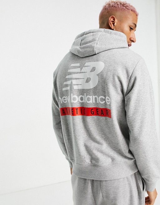 New Balance back logo hoodie in grey