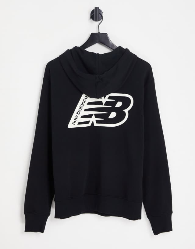 New Balance back print logo hoodie in black