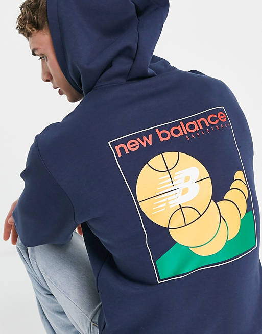 New Balance basketball backprint hoodie in navy