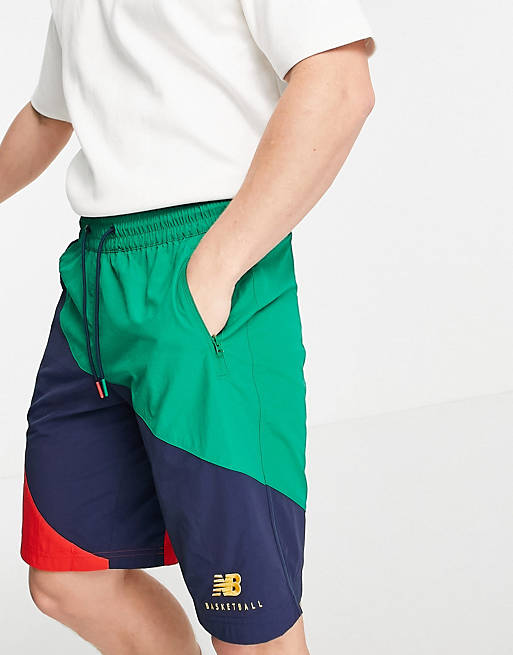 Shorts New Balance basketball shorts in red navy and green 