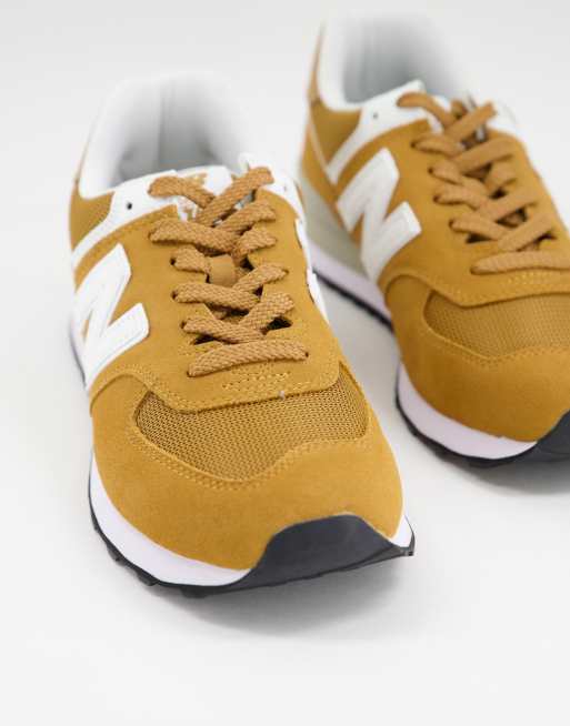 New Balance Baskets 574 Jaune moutarde et blanc