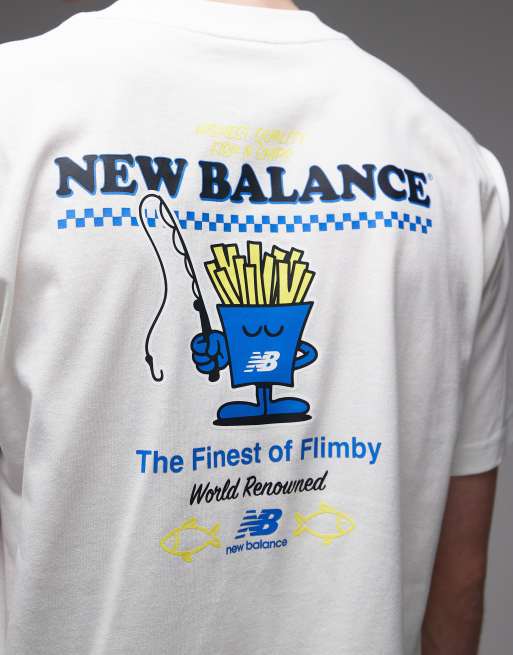 New Balance – Biały T-shirt z grafiką „Fish and Chips“, 5 z 5