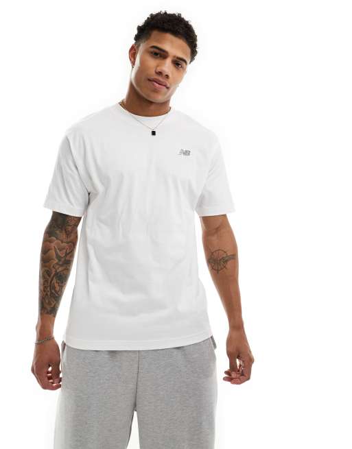 New Balance – Biały T-shirt z małym logo, 3 z 4