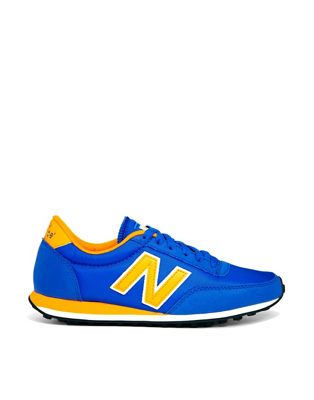 new balance blue yellow 410 trainers