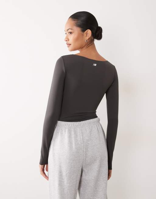 New Balance body de manga larga Trackside en negro cemento, 4 de 4