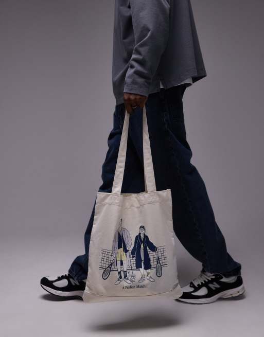 New Balance - Borsa shopping in tela con grafica ispirata al tennis