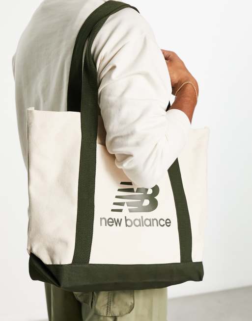 New Balance - Borsa shopping in tela verde con logo