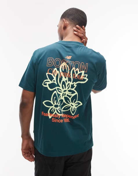 New Balance Boston City Run t-shirt in dark green