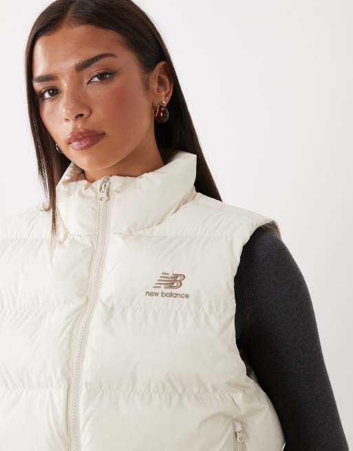 New Balance Boston puffer vest in off-white, 3 of 4