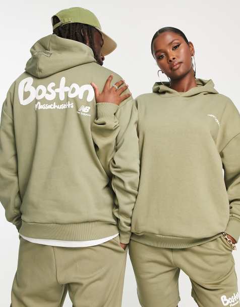 New Balance Boston unisex hoodie in olive green - view 1