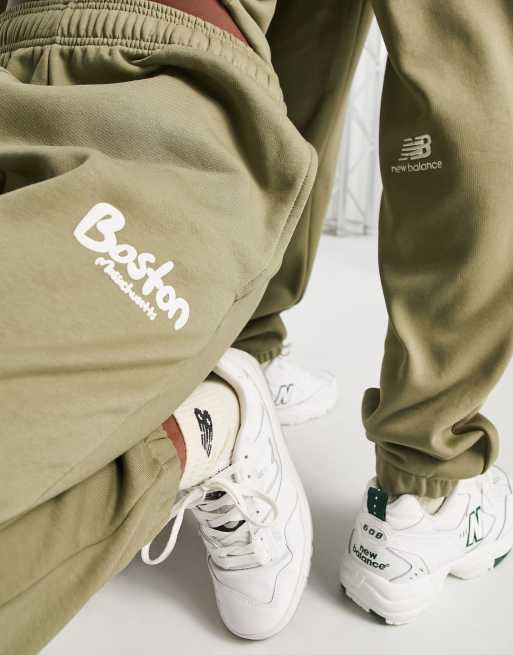 New Balance Boston unisex sweatpants in olive green