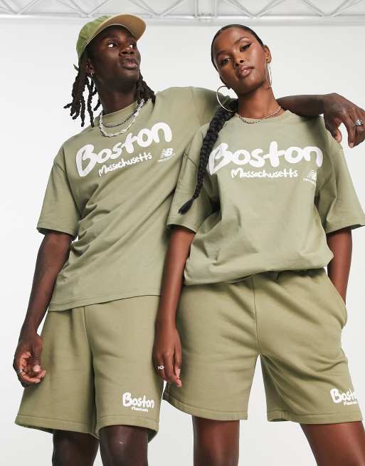 New Balance Boston unisex t shirt in olive green ASOS