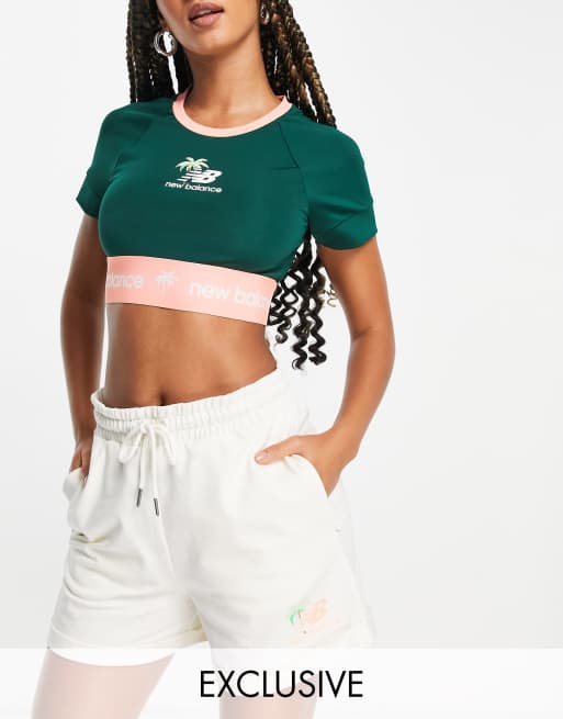 New Balance - Boxershort met palmboom in gebroken wit, exclusief bij ASOS