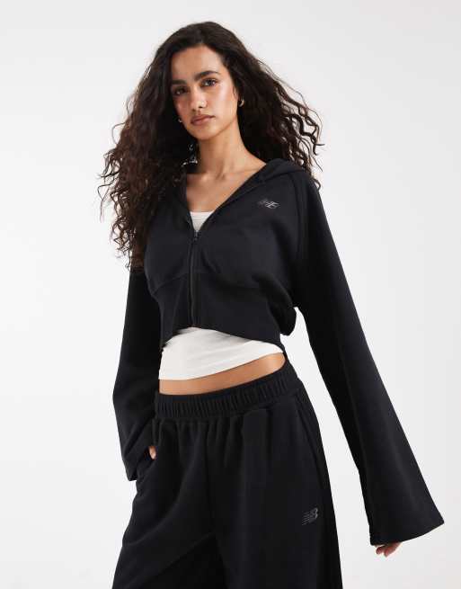 New Balance brushed coastal fleece full zip jacket in black, 3 of 4