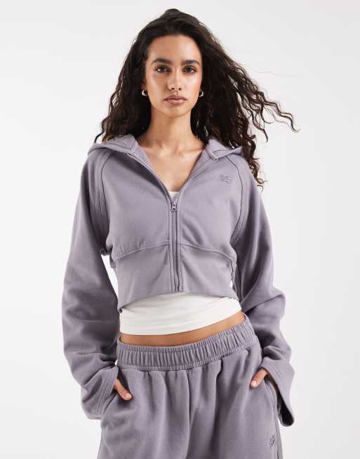 New Balance brushed coastal fleece full zip jacket in grey, 2 of 4