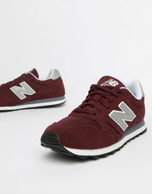 new balance burgundy suede 373 trainers