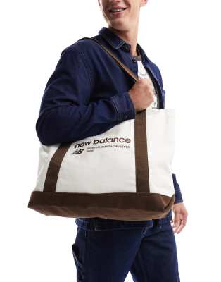 New Balance Linear logo tote bag in canvas and brown - ASOS Price Checker