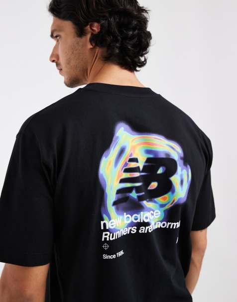 New Balance - camiseta negra con gráfico de mapa de calor y efecto motion - view 1