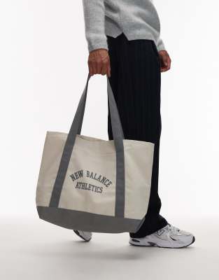 New Balance canvas tote bag in off white and grey | ASOS